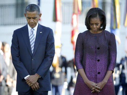 The President and First Lady in a moment of silence for 9/11 on September 11th 2013